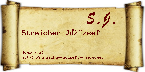 Streicher József névjegykártya