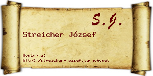 Streicher József névjegykártya